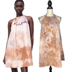 NWT  ZARA Pink Tie Dye Halter Swing Dress         Size:  L